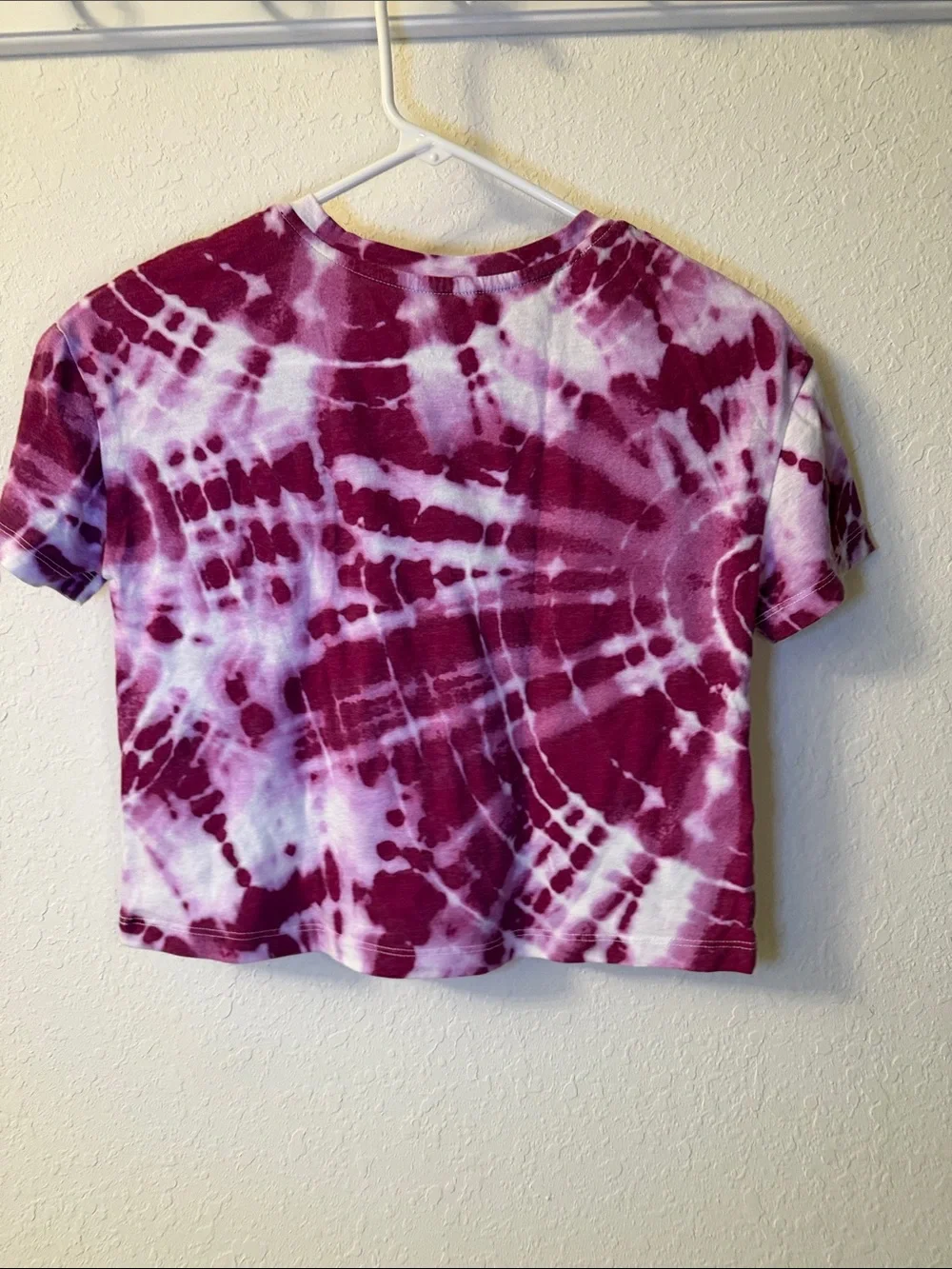 Justice Pink & White Tie-Dye Sequin Logo Crop Tee